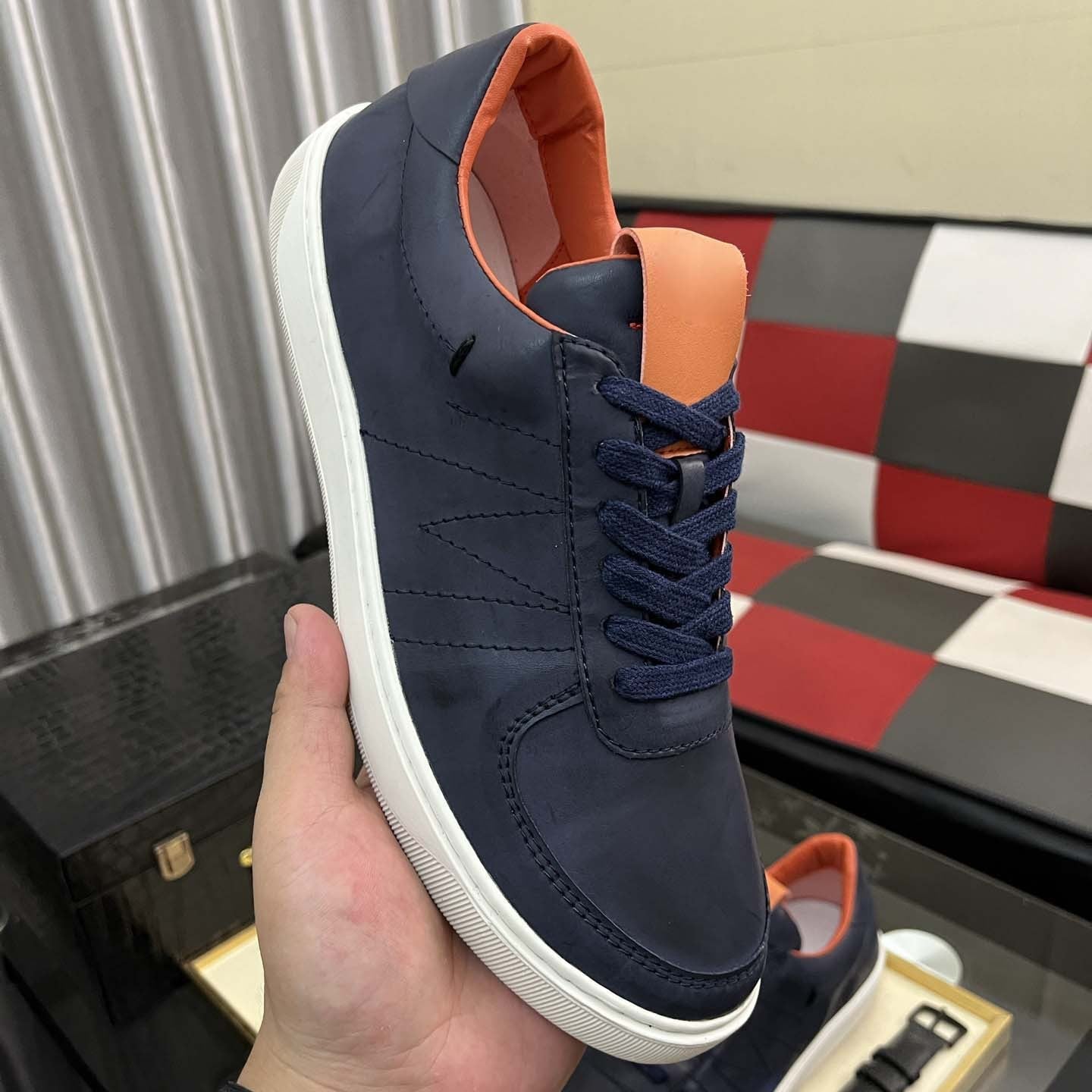 Herren Leder Sneaker Modern Lässig Schwarz - Norvielle