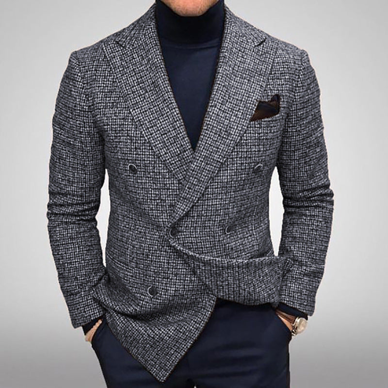 Herren Doppelreihenblazer Karomuster Modern