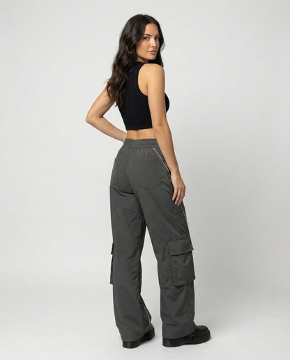 Damen Cargo-Hose Weite Bein Reflektierende Streifen