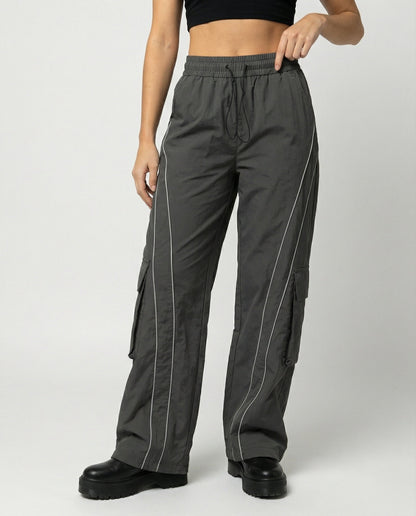 Damen Cargo-Hose Weite Bein Reflektierende Streifen - Norvielle