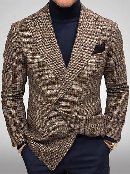 Herren Doppelreihenblazer Karomuster Modern
