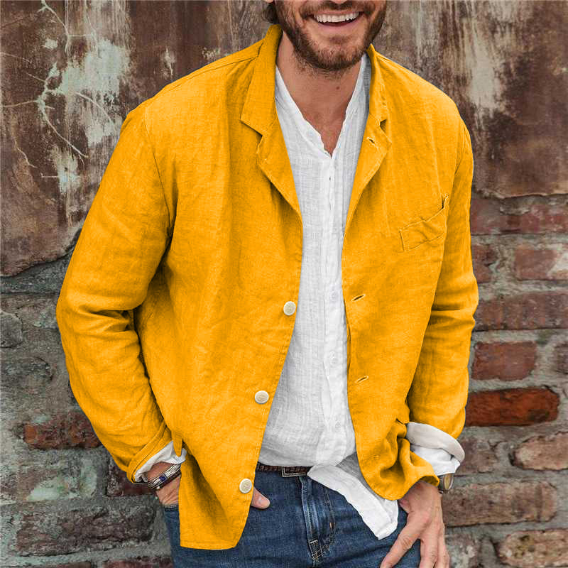 Männer Leinenblazer Leicht Sommerbeige