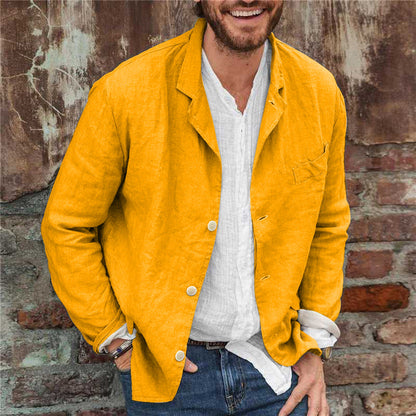 Männer Leinenblazer Leicht Sommerbeige
