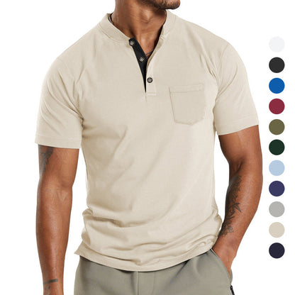 Herren T-Shirt Kurzarm mit Brusttasche Moderner Kragen - Norvielle