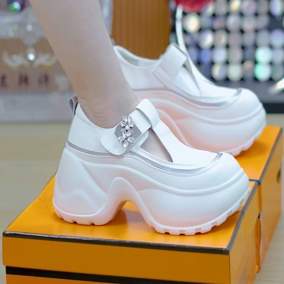 Damen Hochsandalen Plattform Verstellbarer Riemen Blüten Dekor - Norvielle