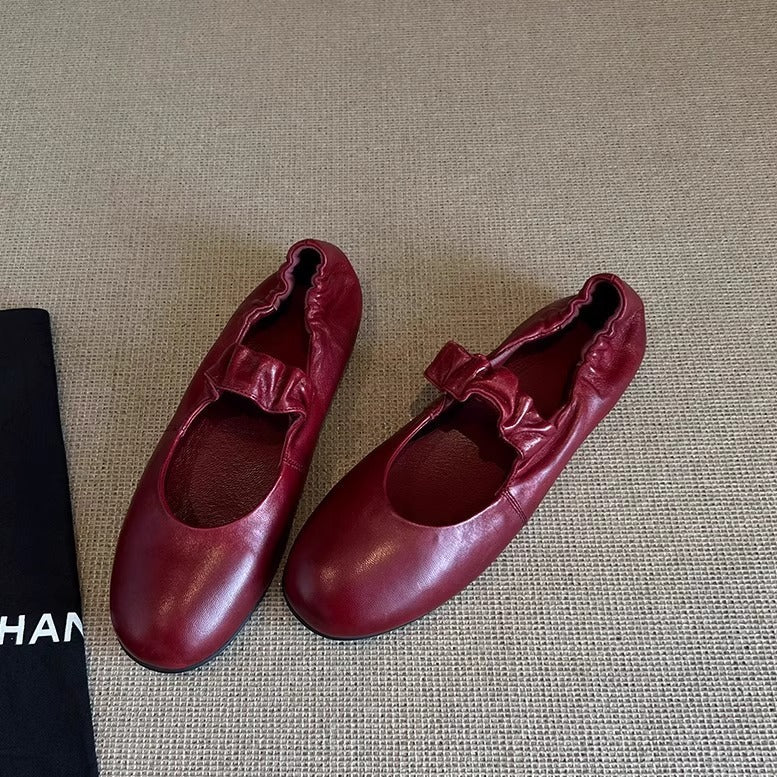 Damen Ballerinas Glänzend mit Rüschensaum