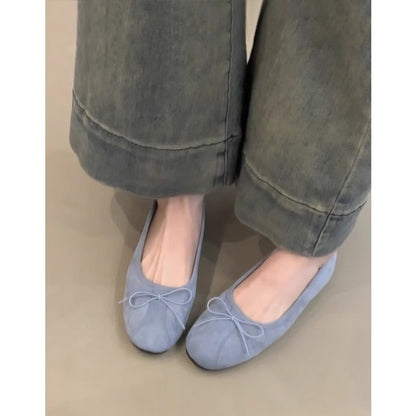 Damen Ballerinas Weich Bequem Mit Schleifen Detail