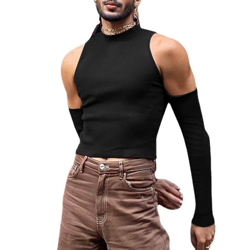 Herren Tanktop Stehkragen Ärmellos Sportlich