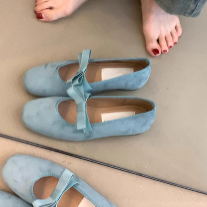 Damen Ballerinas Weiches Leder Schleifen Design Schwarz - Norvielle