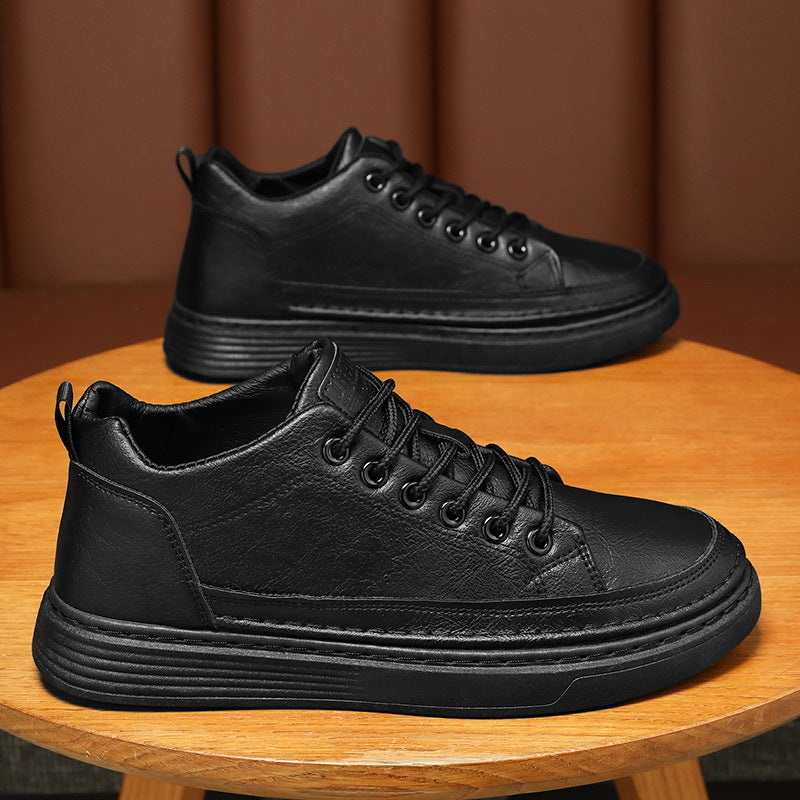 Damen Sneaker Atmungsaktives Leder Komfortschuhe Schwarz - Norvielle
