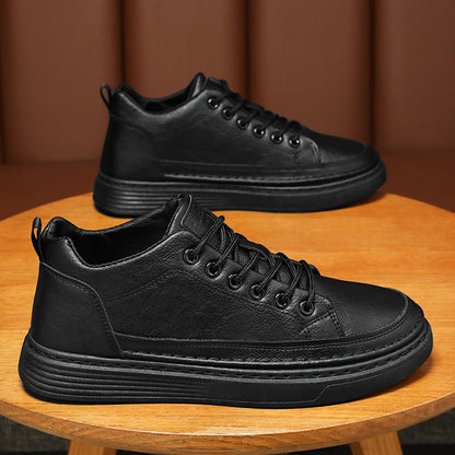 Damen Sneaker Atmungsaktives Leder Komfortschuhe Schwarz - Norvielle