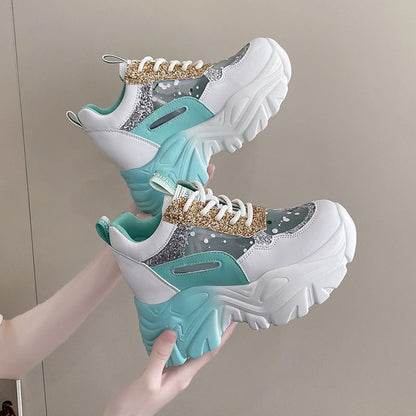 Damen Sneaker Glitter Bequem Dämpfend