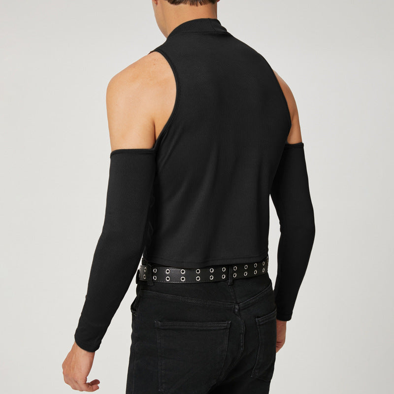 Herren Tanktop Stehkragen Ärmellos Sportlich