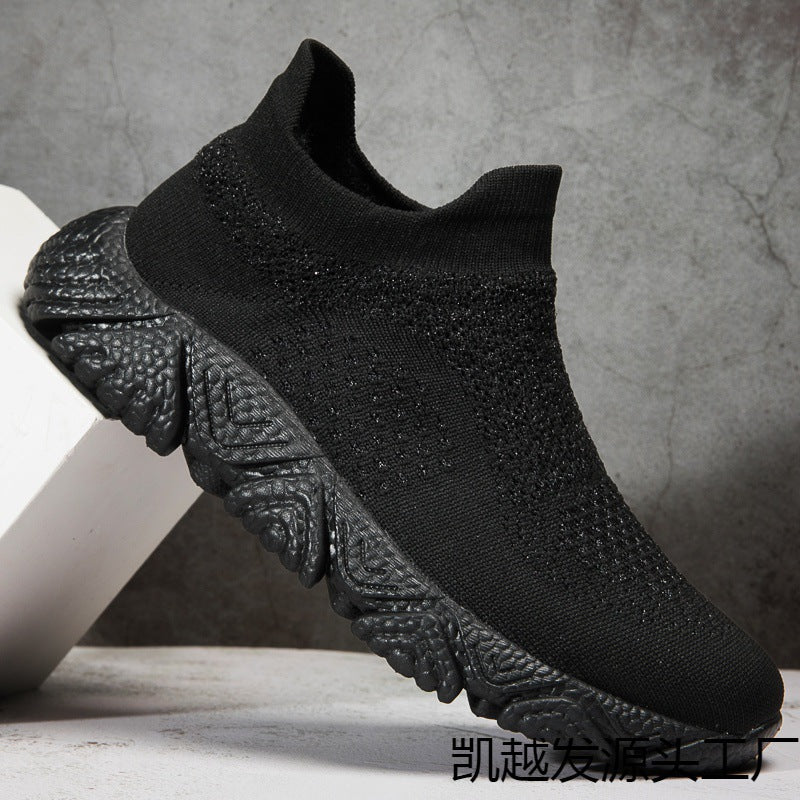 Damen Sneaker Strickoptik Hochkragen Rutschfest