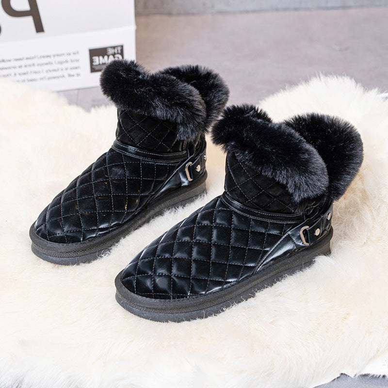 Damen Winterstiefel Kuschelig Warm Kunstfell