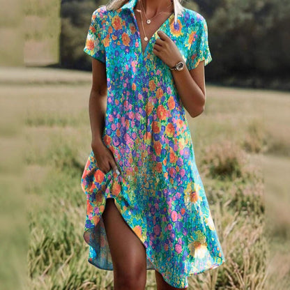 Damen Sommerkleid Asymmetrisch Floral - Norvielle