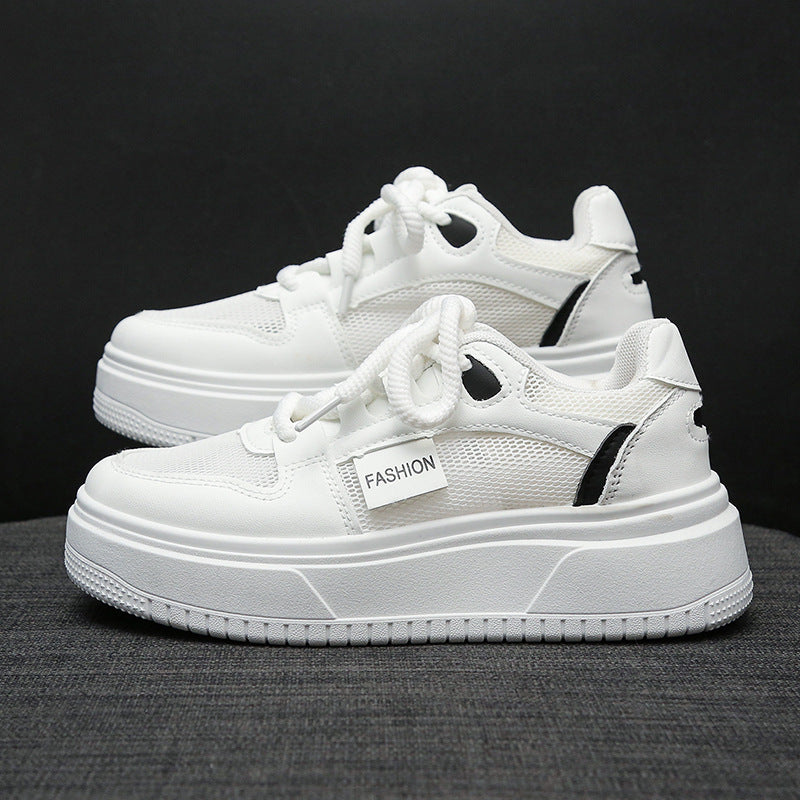 Damen Plattform Sneaker Atmungsaktives Mesh Weiß - Norvielle