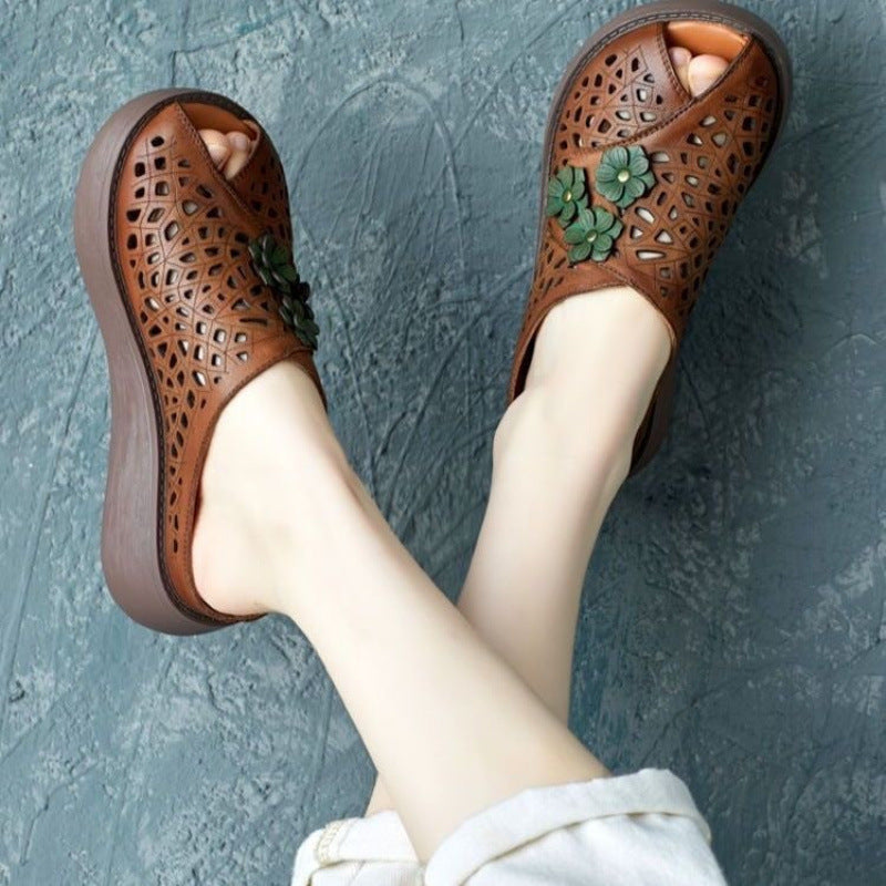 Damen Clogs Atmungsaktives Material Blumenapplikation Modern