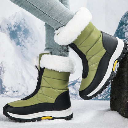 Damen Winterstiefel Warm Gefüttert Rutschfest Komfort-Reißverschluss