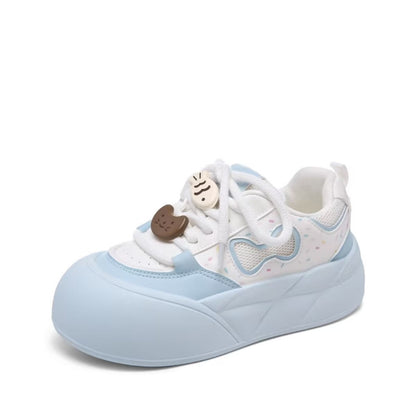 Damen Sneaker mit Blumenmuster und Schnürung