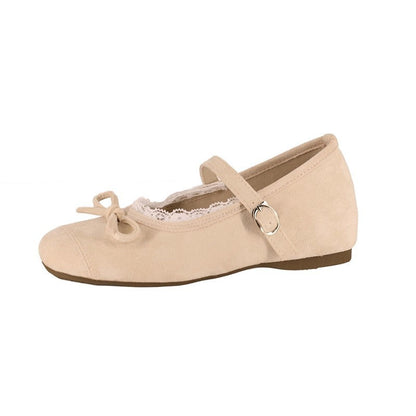 Damen Ballerinas Spitze Schnalle Elegant