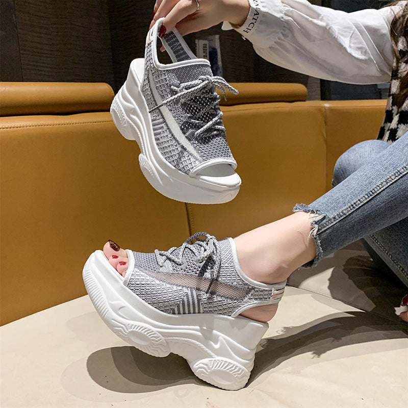 Damen Plateausandalen Sportlich Atmungsaktives Material Komfort