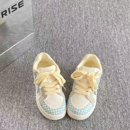 Damen Sneaker Kariert Atmungsaktives Obermaterial Sportlich