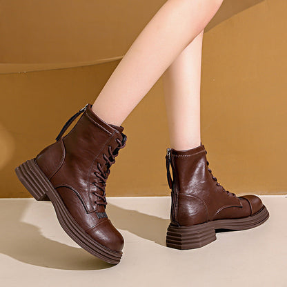 Damen Lederstiefel Combat Boot Robust