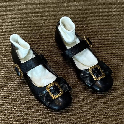 Damen Ballerinas Glitzerschnalle Weiches Innenfutter - Norvielle