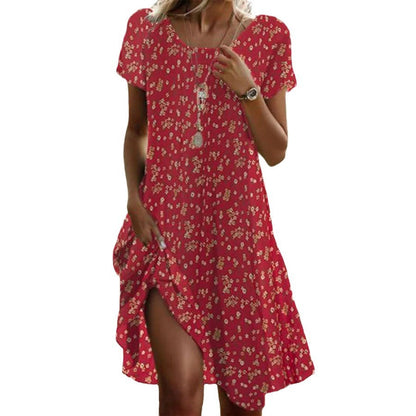 Damen Asymmetrisches Kleid mit Taschen Casual