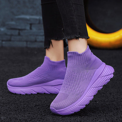 Damen Sneaker Elastisch Strick Optik Sportlich