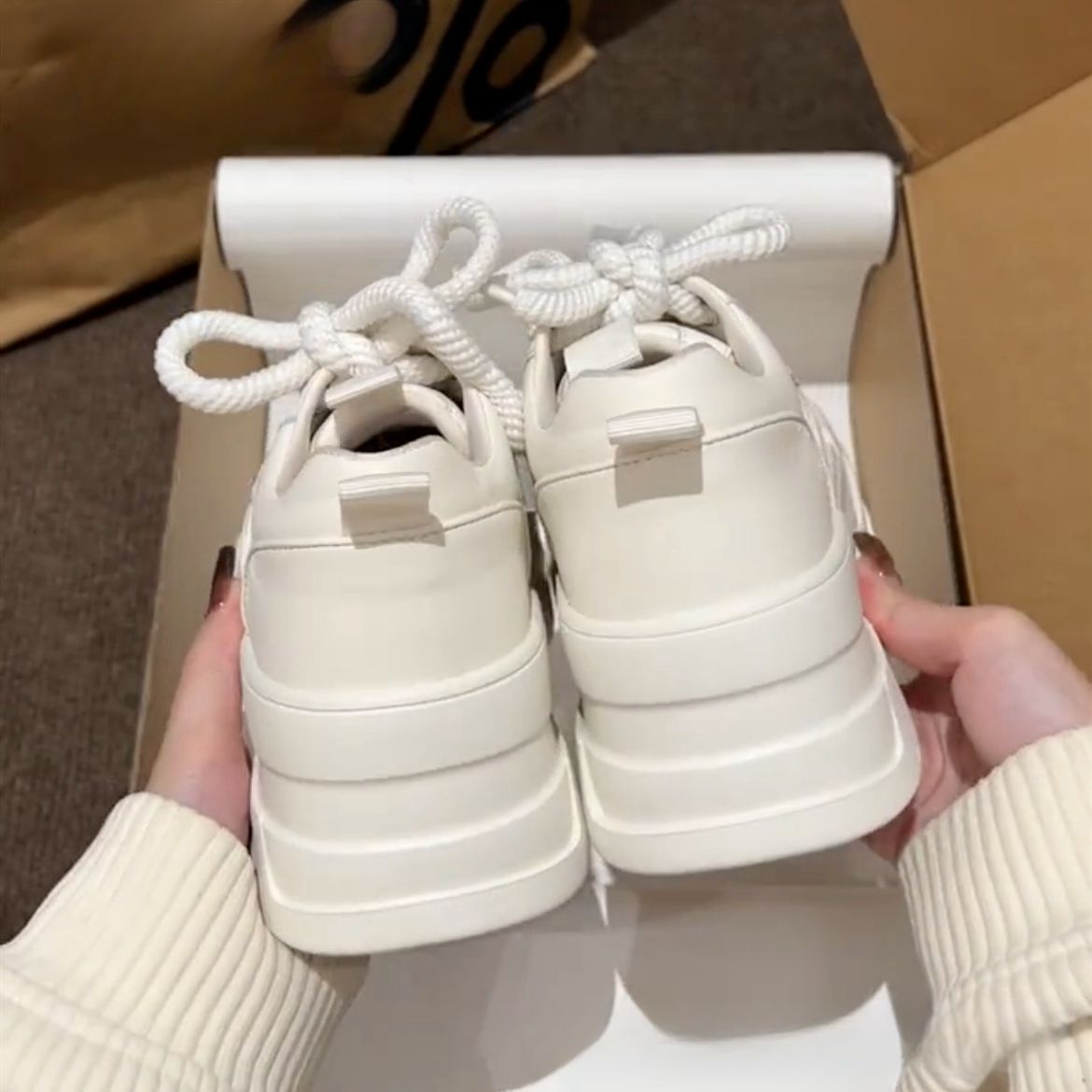 Damen Sneaker Hoch Modell Dicke Sohle Elastisch