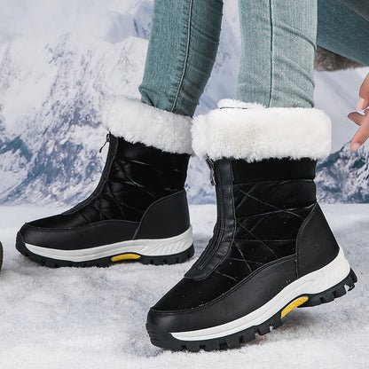 Damen Winterstiefel Warm Gefüttert Rutschfest Komfort-Reißverschluss
