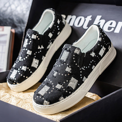 Damen Slip-On Sneaker Glitzer Optik