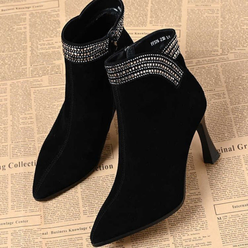 Damen Ankle Boots Elegantes Glitzerdekor