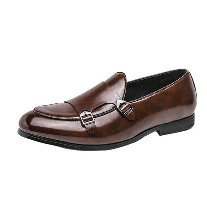 Damen Mokassins Elegante Doppelschnalle Leder
