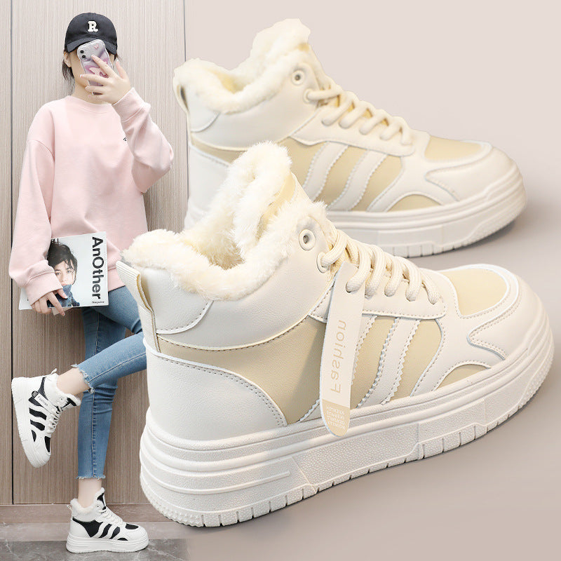 Damen Sneaker Robustes Kunstleder Bequem Hochflorig - Norvielle