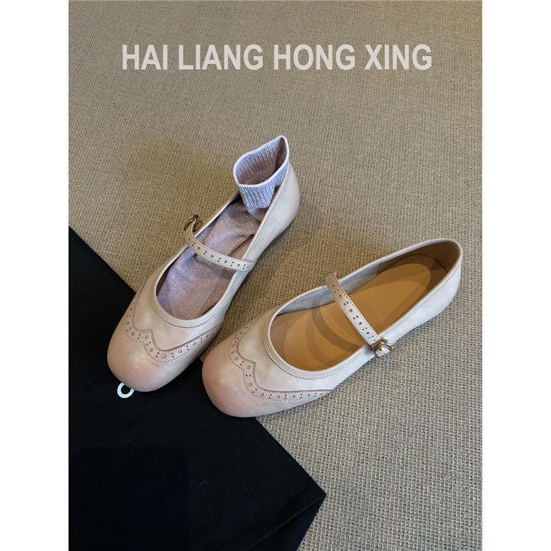 Damen Ballerinas Comfort Schuhe Bequem Riemenverschluss