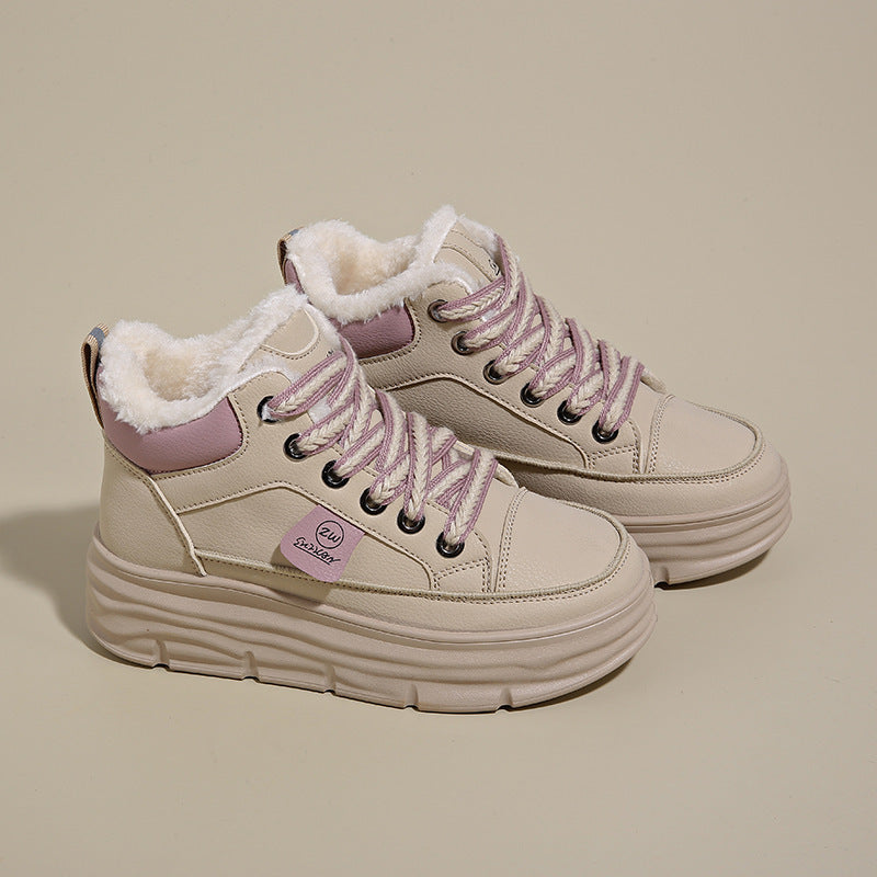 Damen High- Sneaker Warm Kuschelig Profilsohle