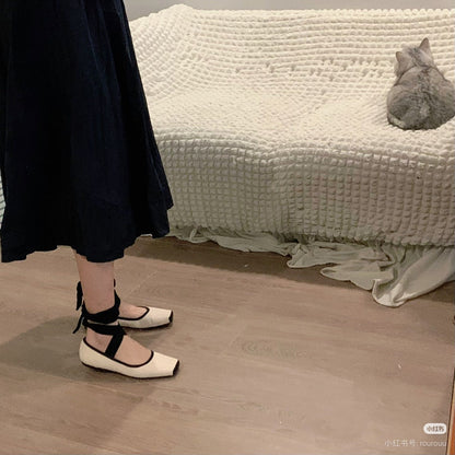Damen Ballerinas Bequem Kreuzriemen Komfortschuhe