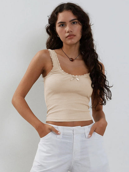 Damen Crop Spitze Ohne Ärmel