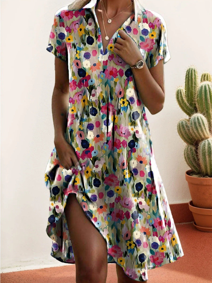 Damen Sommerkleid Asymmetrisch Floral