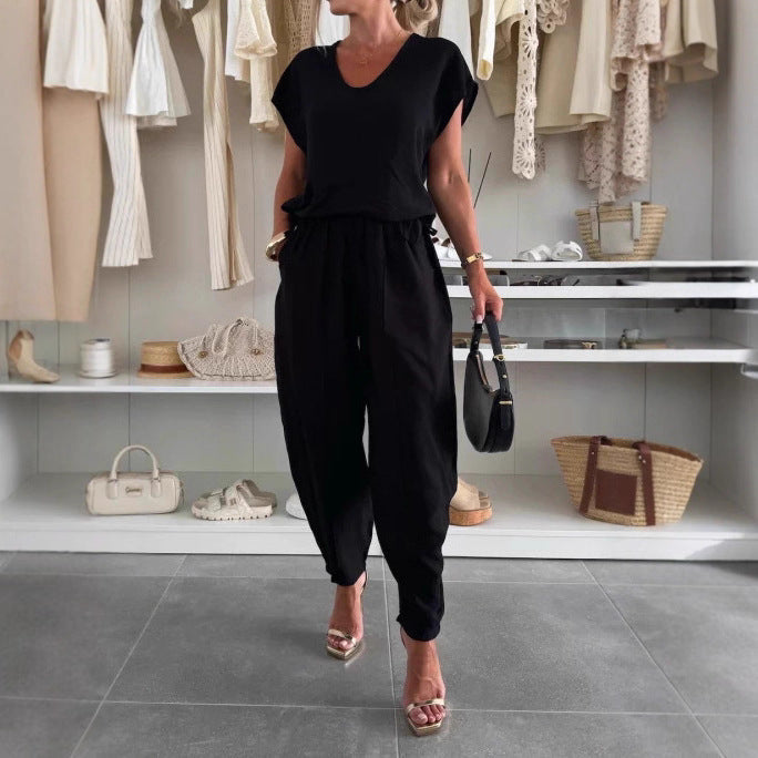 Damen Jumpsuit Elastisch Mit Taschen Bequem