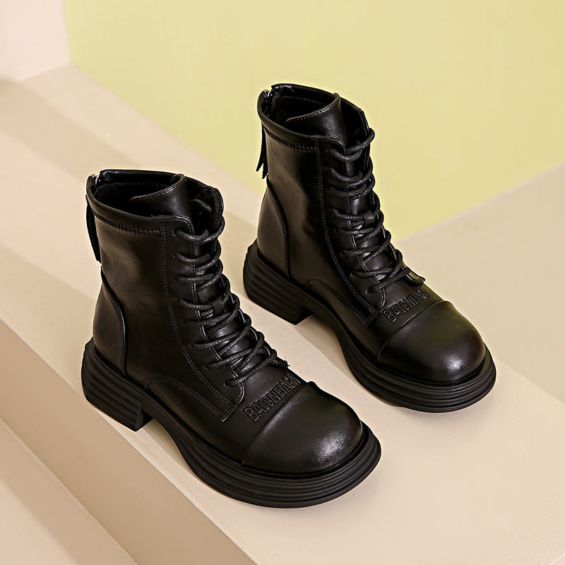 Damen Lederstiefel Combat Boot Robust