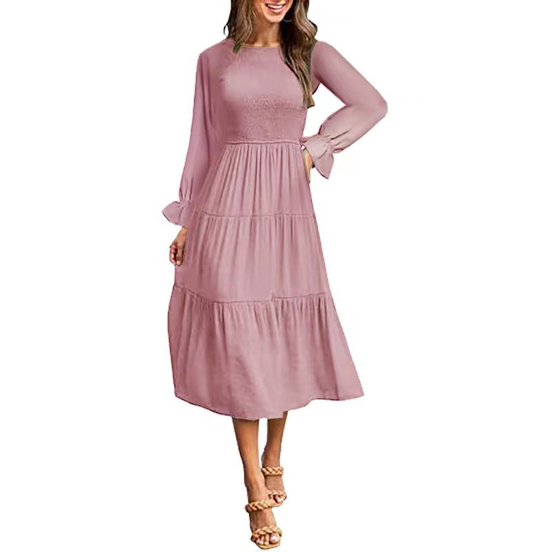 Elegantes Damen Maxikleid mit Rüschen Lang