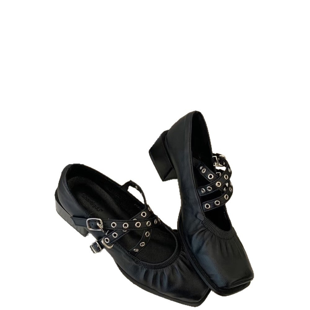 Damen Slingback Ballerinas Edel Leder Verstellbar