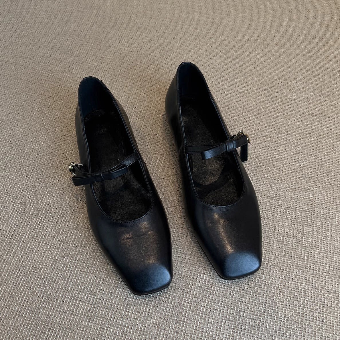 Damen Ballerinas Elegante Riemen Quadratisch Schuhe