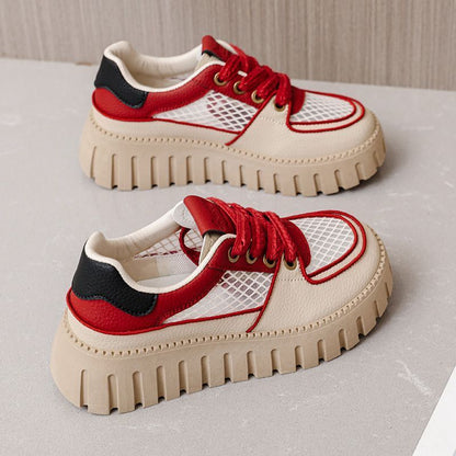 Damen Plateau Sneaker Atmungsaktives Material Sportlich