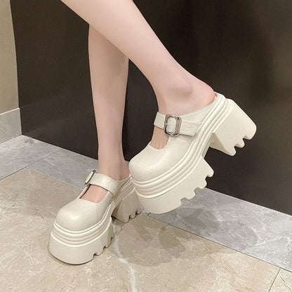 Damen Clogs Plateau Schnallenverschluss Modisch