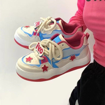 Damen Sneaker Bunt Sternen Applikationen - Norvielle